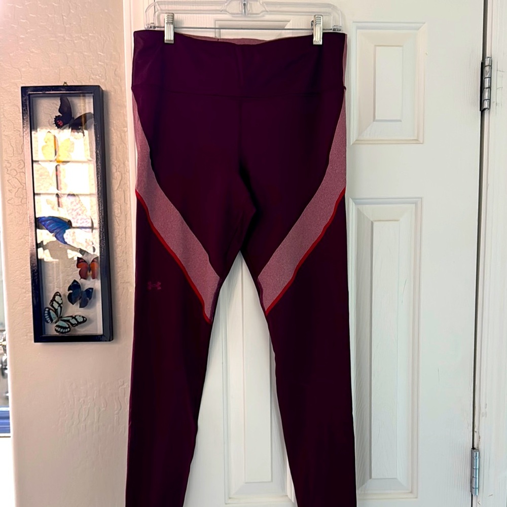 NEW Under Armour Athletic Maroon and Pink Leggings